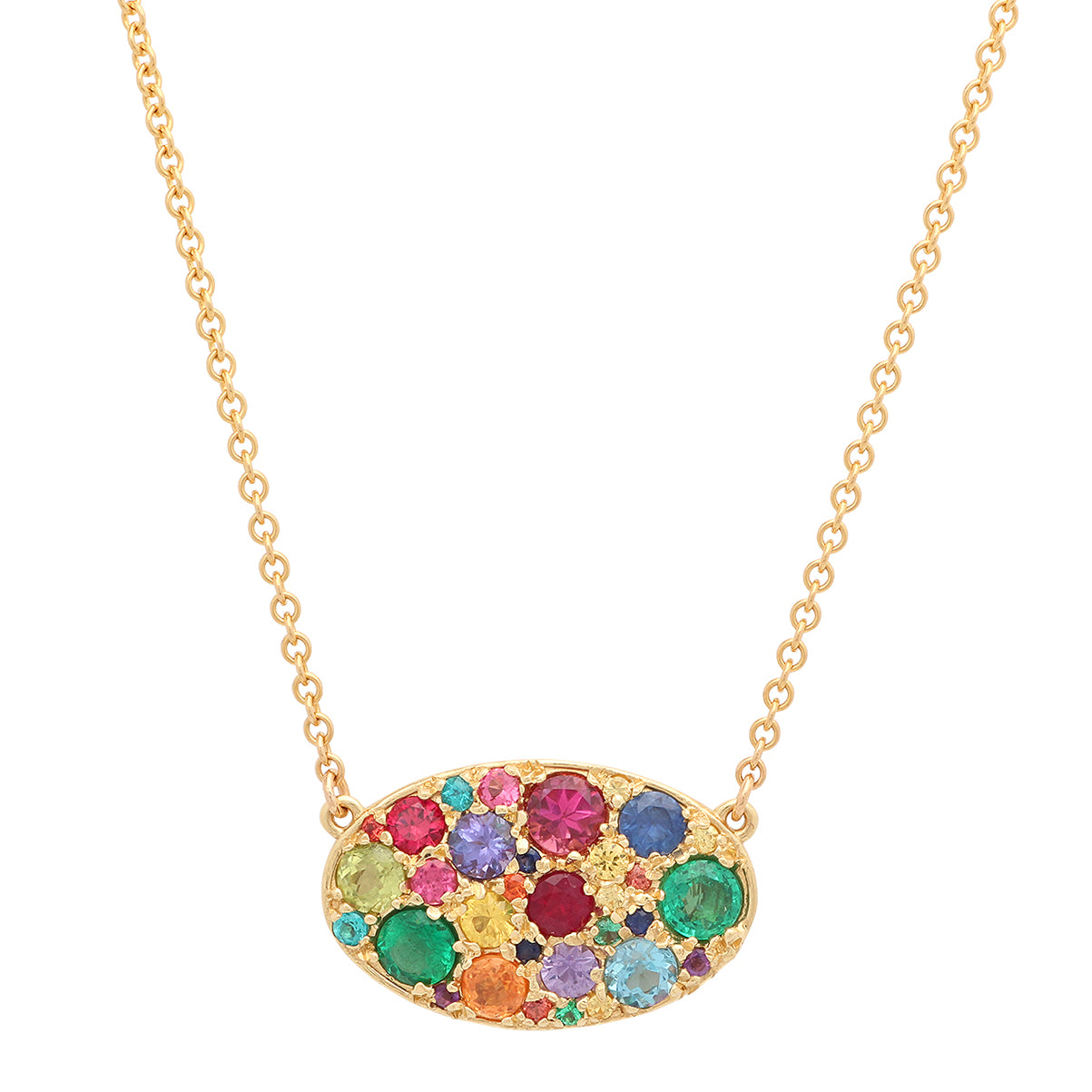 Bouvines Big Cluster Pendant Multicolor Sapphire 18K Gold | Colette Jewelry