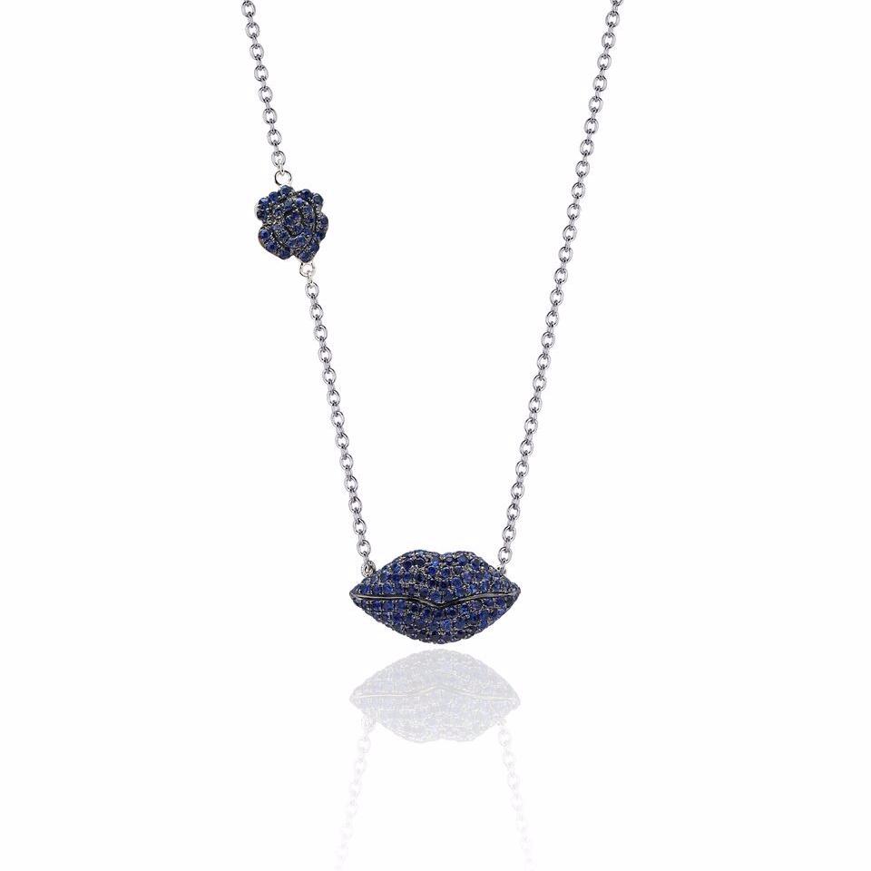 Labbra Pendant 18K Gold Lip Necklace with diamond — Colette Jewelry