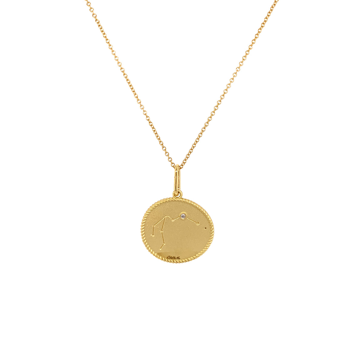 Double Sided Zodiac Pendant Necklace in 18K Gold | Colette Jewelry