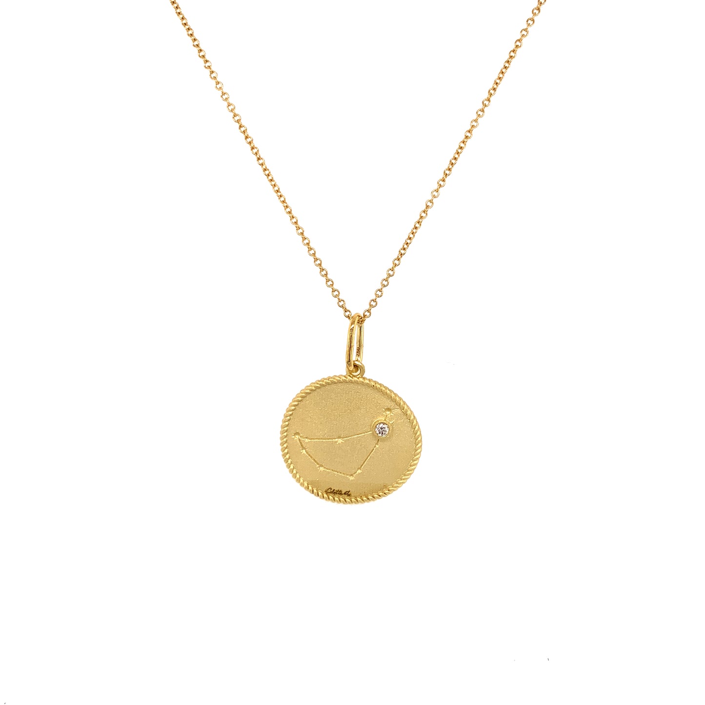 Capricorn Double-Sided Zodiac Pendant in 18K Gold | Colette Jewelry