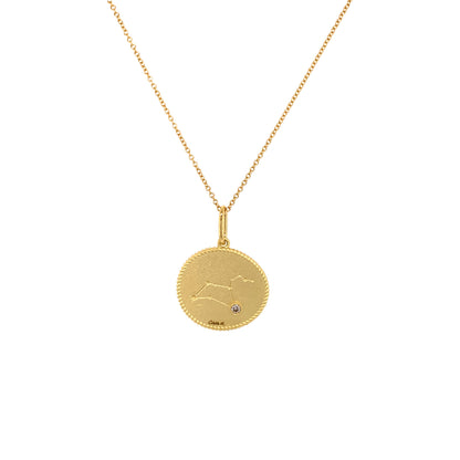 Leo Zodiac Double-Sided Pendant Necklace in 18K Gold — Colette Jewelry