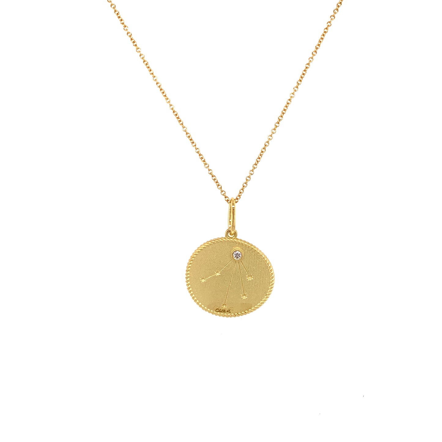Libra Zodiac Double-Sided Pendant 18K Gold Diamond Necklace | Colette Jewelry