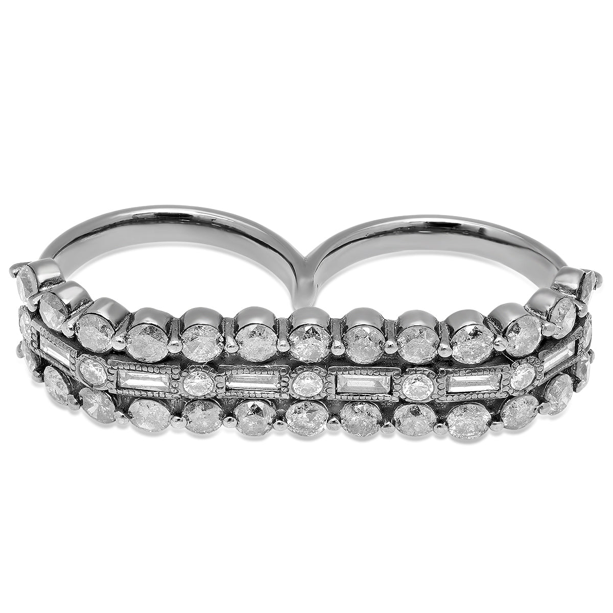 Bold Diamond Double Finger Ring in 18K Gold | Colette Jewelry