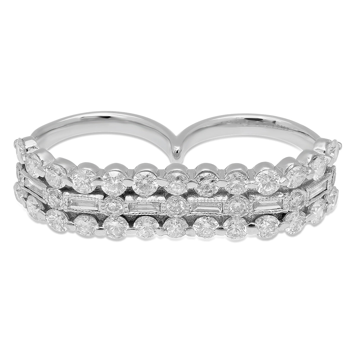 Bold Diamond Double Finger Ring in 18K Gold | Colette Jewelry