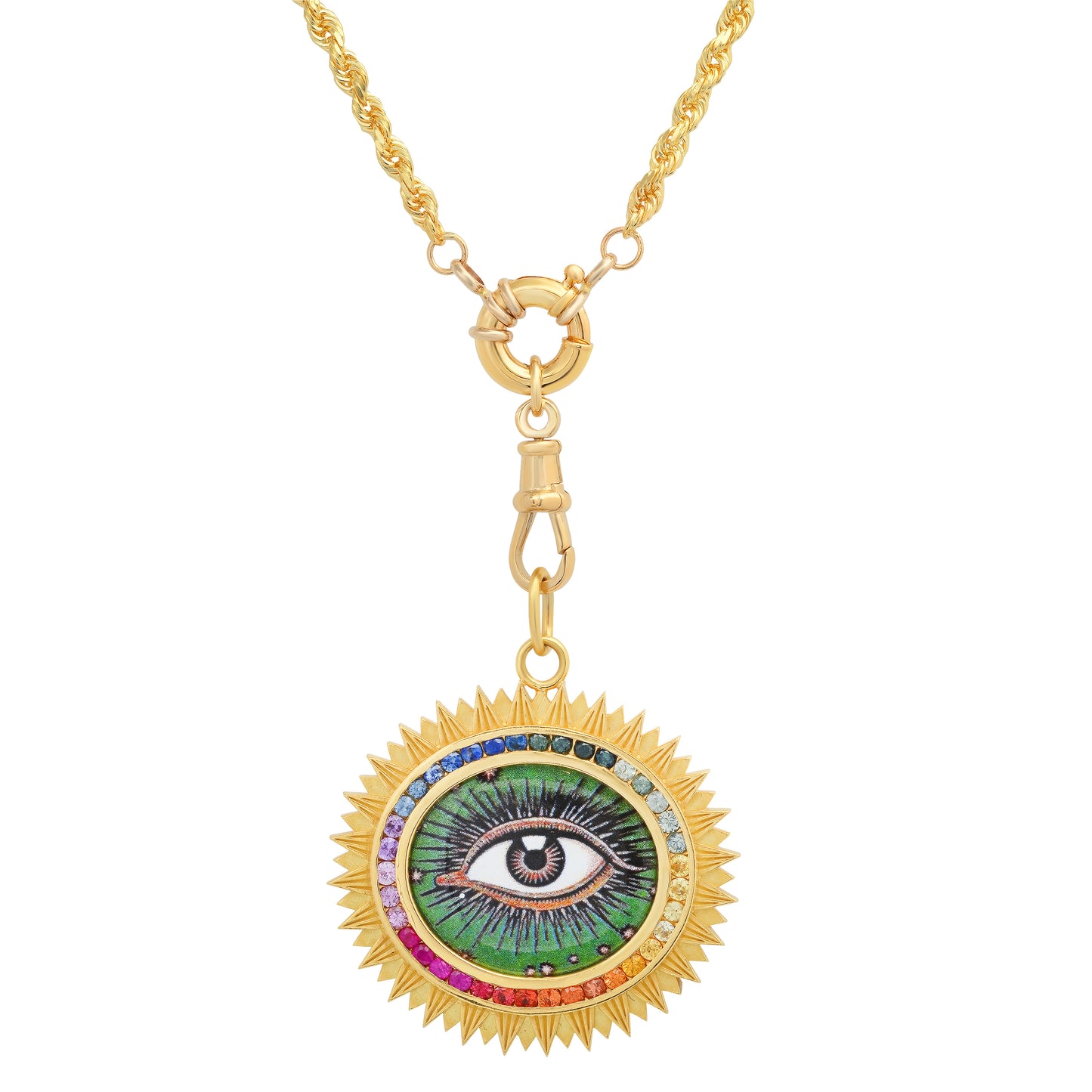 Master Evil Eye Charm with Chain 18K Gold Diamonds Colette Jewelry