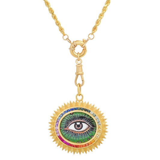 Master Evil Eye Charm with Chain 18K Gold Diamonds Colette Jewelry