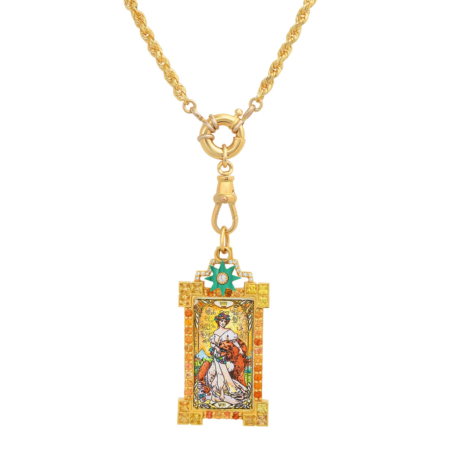The Strength Tarot Pendant 18K Gold Diamond Colette Jewelry