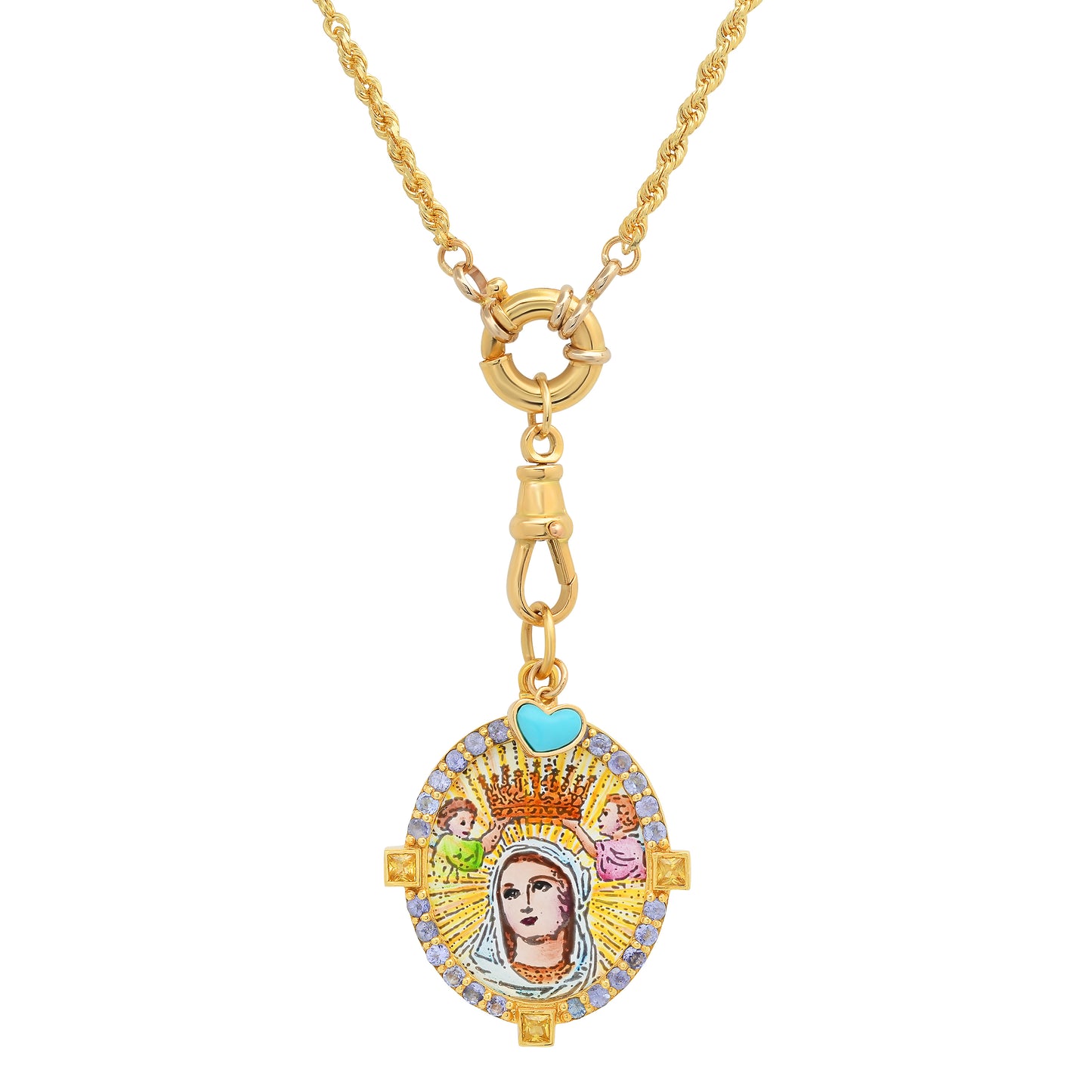 Crowned Madonna Big Medal Necklace 18K Gold | Colette Jewelry
