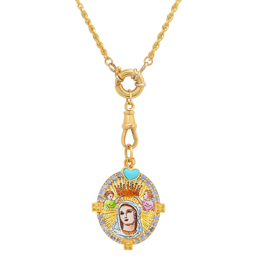 Crowned Madonna Big Medal Necklace 18K Gold | Colette Jewelry