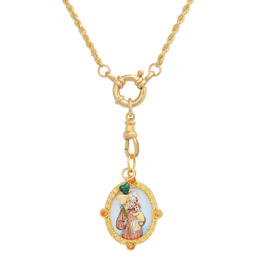 Saint Anthony Medium Medal with Chain 18K Gold | Santos y Cielos | Colette Jewelry