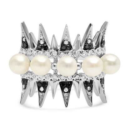 Enchanted Pearl Ring in 18K gold with black diamond — Entwined collection — Colette Jewelry