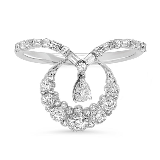 Crescent Moon Ring | 18K White Gold & Diamond Ring | Colette Jewelry