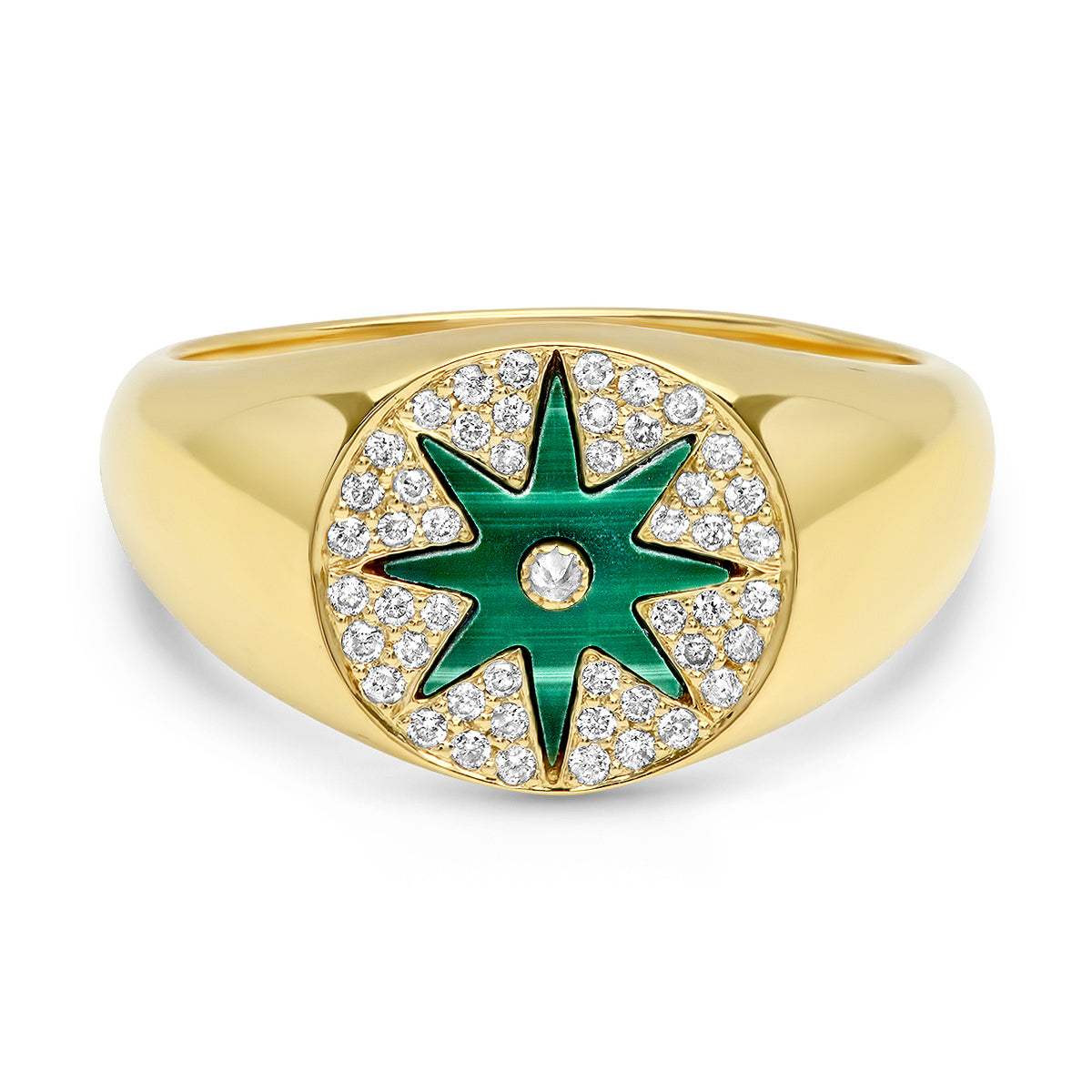 Star Signet Ring in Malachite Hardstone 18K Gold — Colette Jewelry