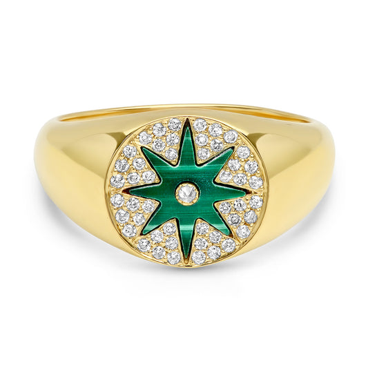 Star Signet Ring in Malachite Hardstone 18K Gold — Colette Jewelry
