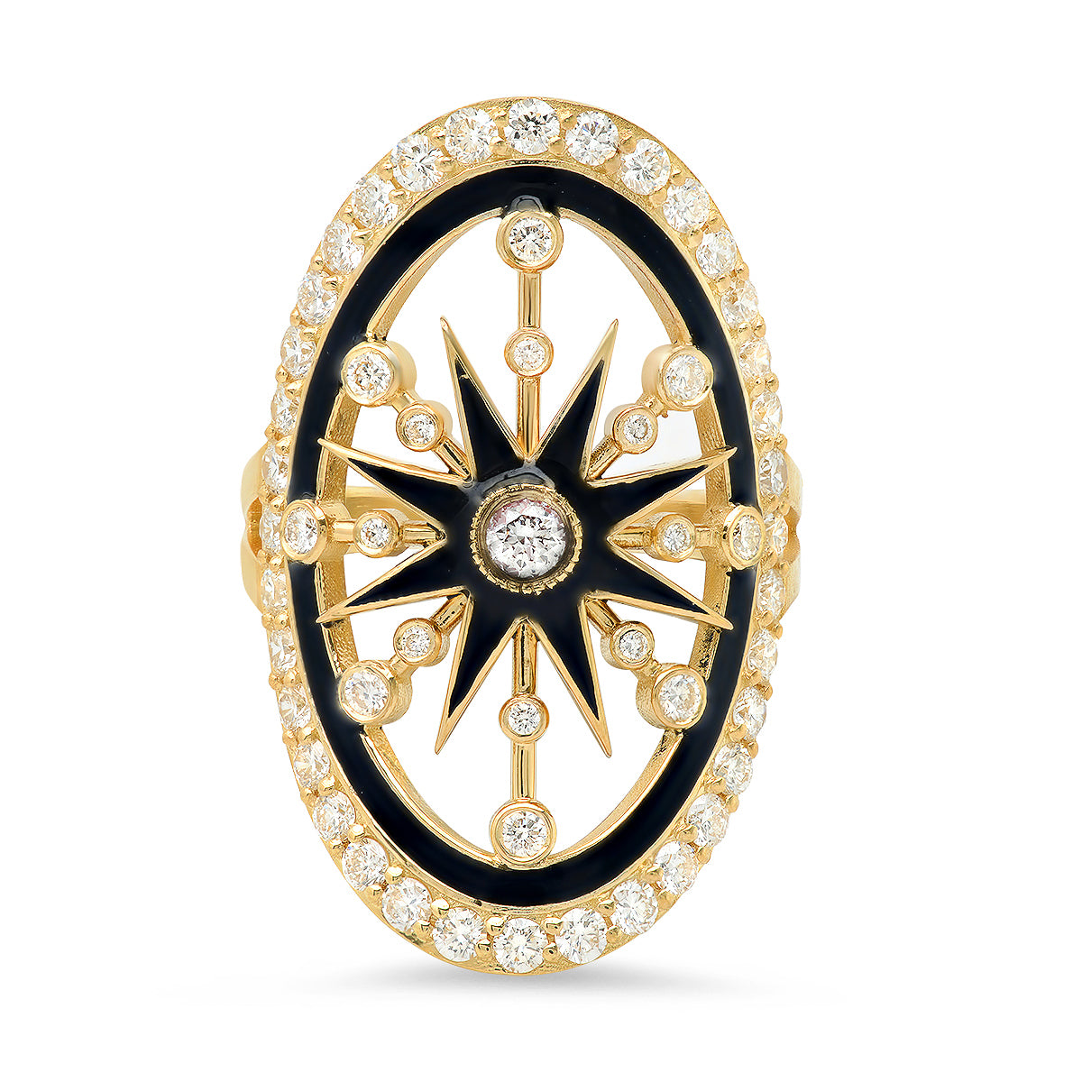 Monoceros Ring Two Colors in 18K Gold & Diamonds, Galaxia with brilliant-cut diamond — Colette Jewelry
