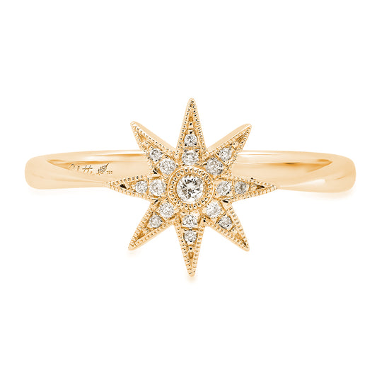 Single Star Ring Three Colors 18K Gold Diamonds Galaxia Colette Jewelry