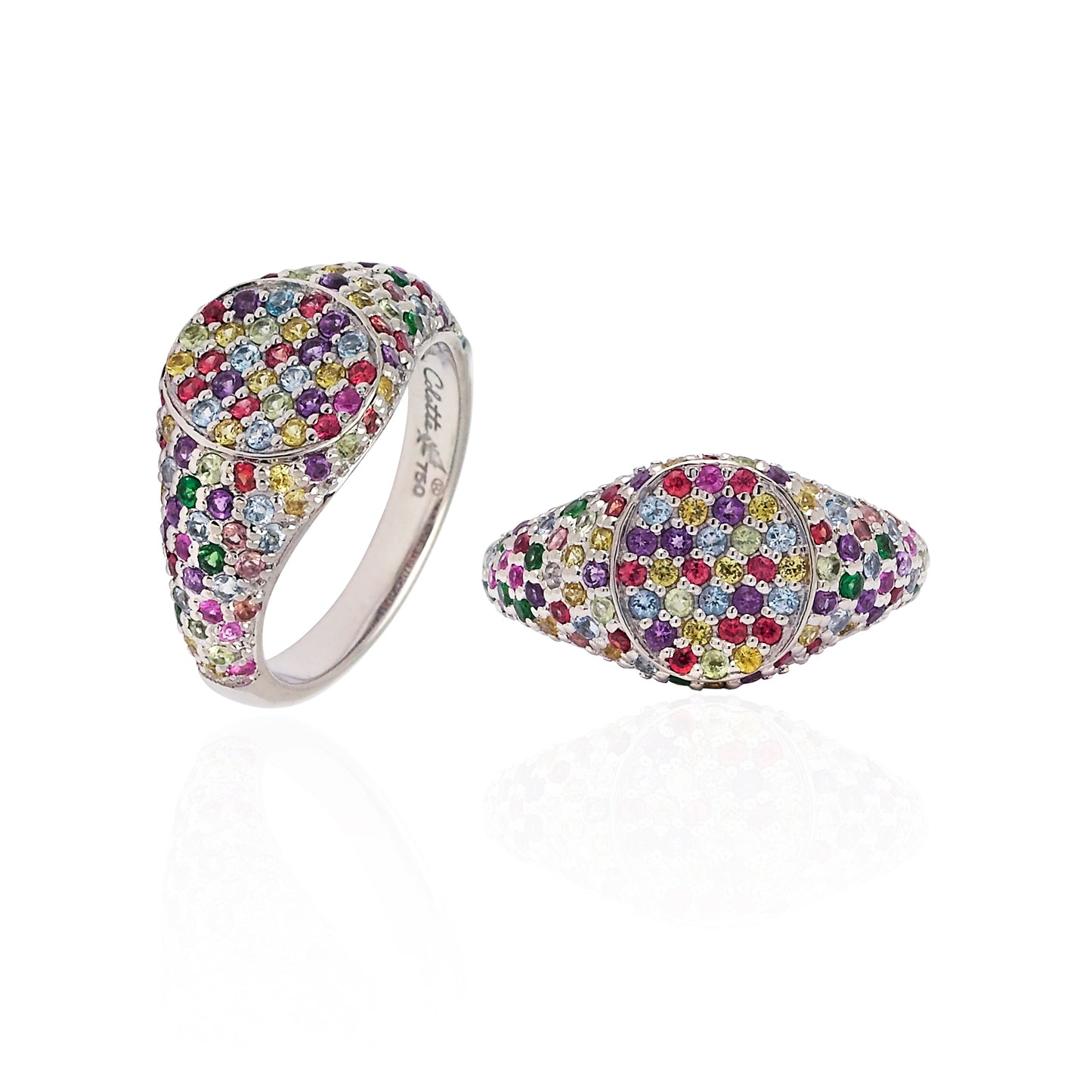 Les Petites Chevalières Multicolor Sapphire Ring in 18K Gold | Colette Jewelry
