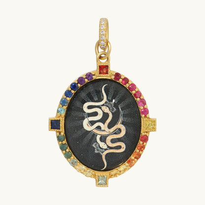 The Snake Big Medal in 18K gold with sapphire — Colette Jewelry