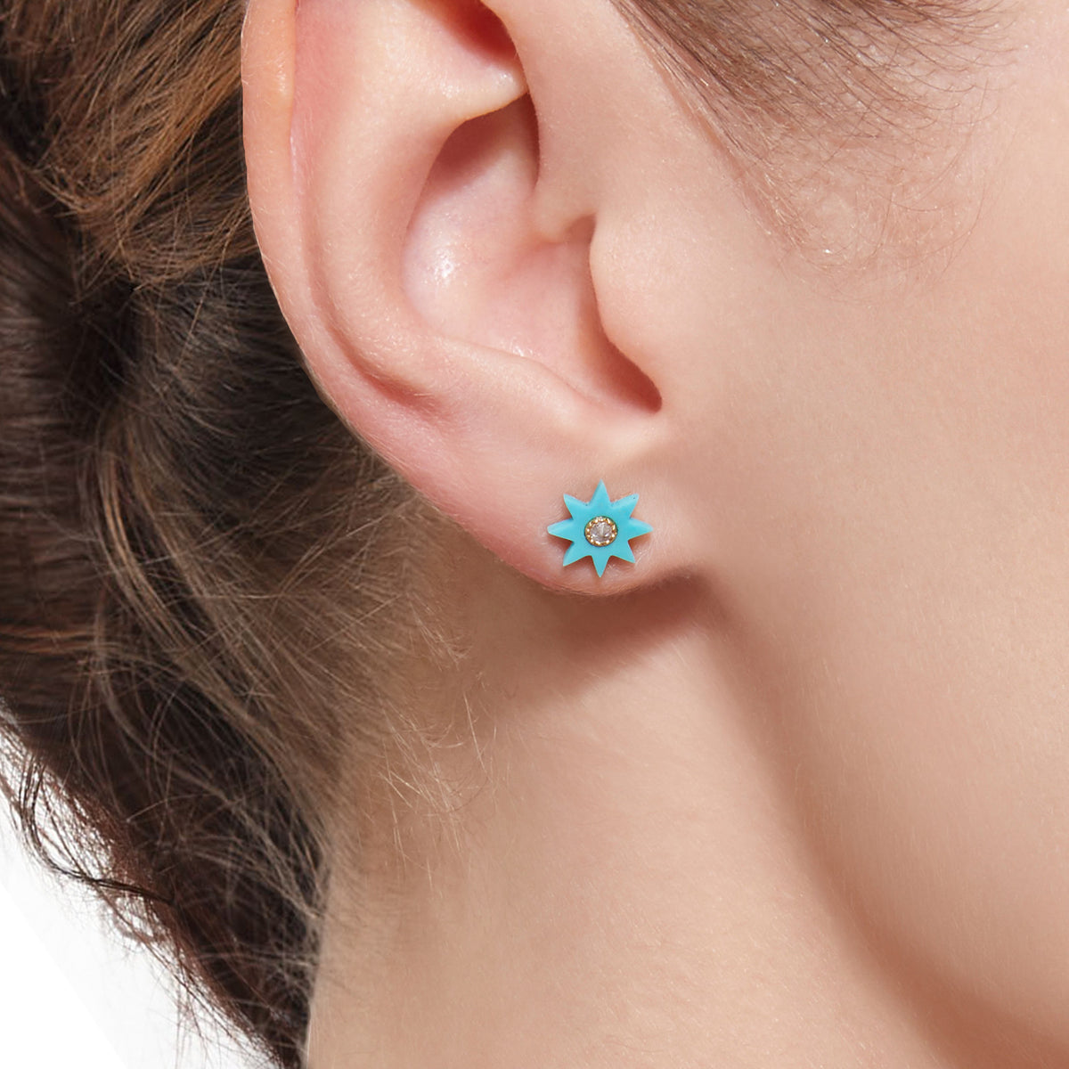 Turquoise Hardstone Stud Earrings | 18K Gold | Colette Jewelry