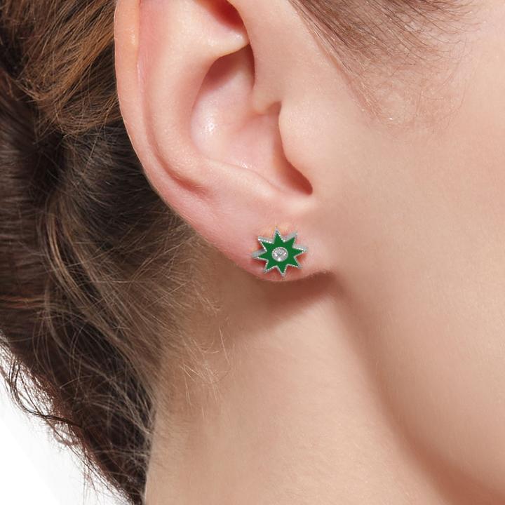 Classic Enamel Studs | 18K White Gold & Diamonds | Galaxia | Colette Jewelry