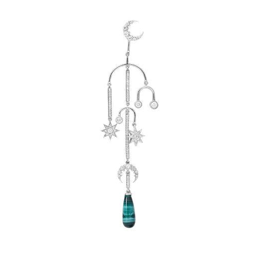 Mobile Moon Stud Earring in 18K Gold & Diamonds with brilliant-cut diamond — Colette Jewelry