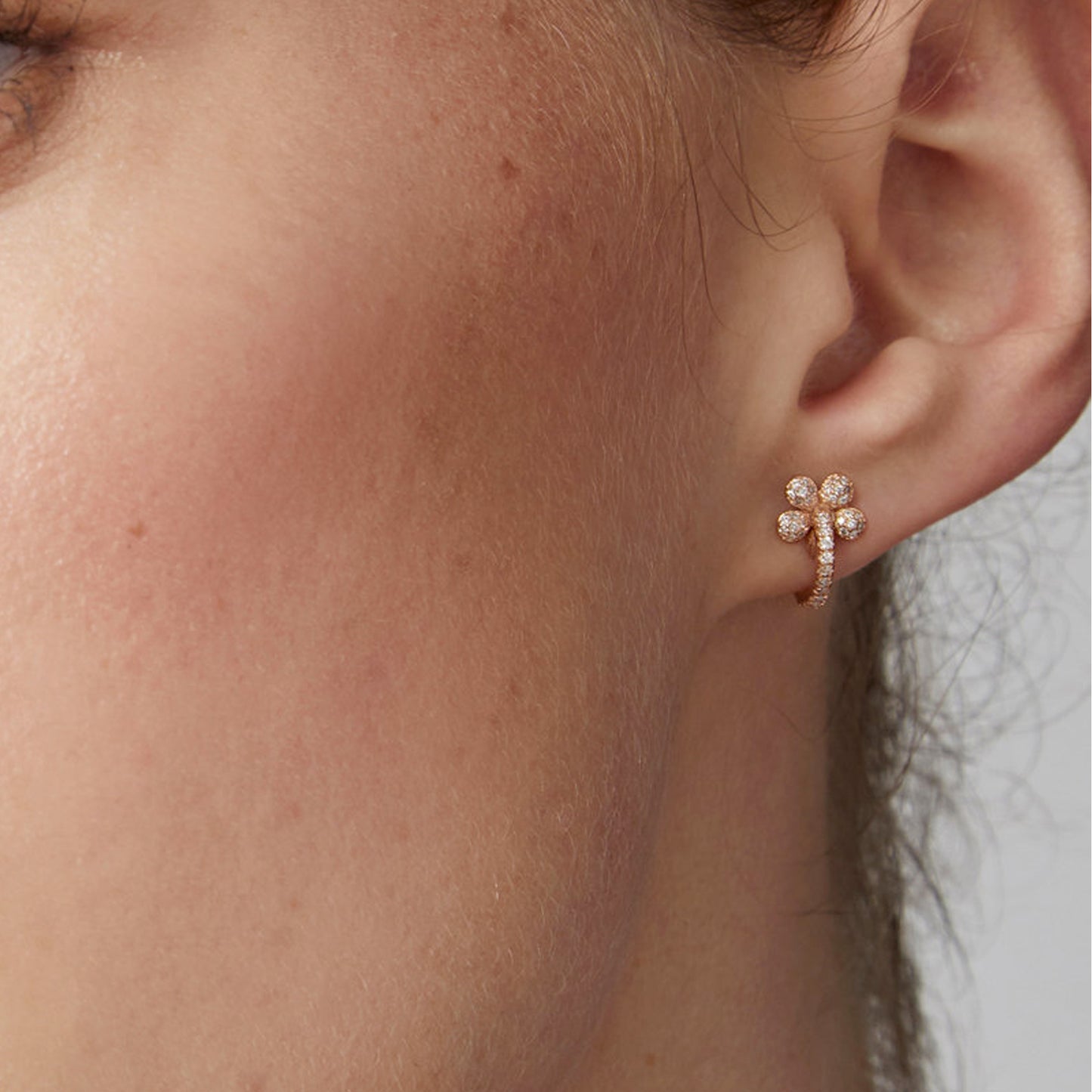 Mini Petite Flower Huggies | 18K Gold Diamond Earrings | Colette Jewelry