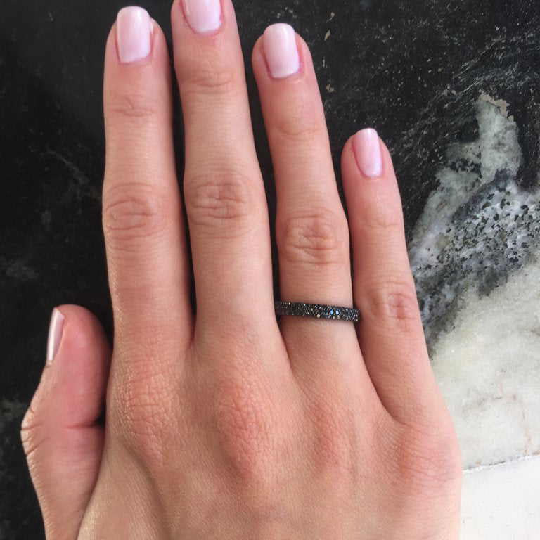 3 Row Pavé Eternity Band | 18K Gold Diamond Ring | Colette Jewelry
