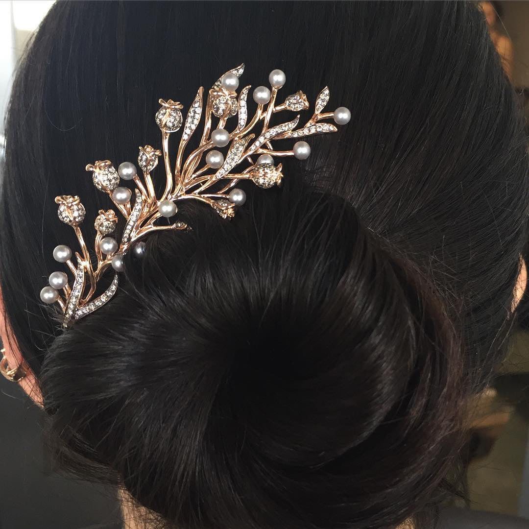 White Thistle Side Hair Comb | 18K Gold Crown | Colette Jewelry