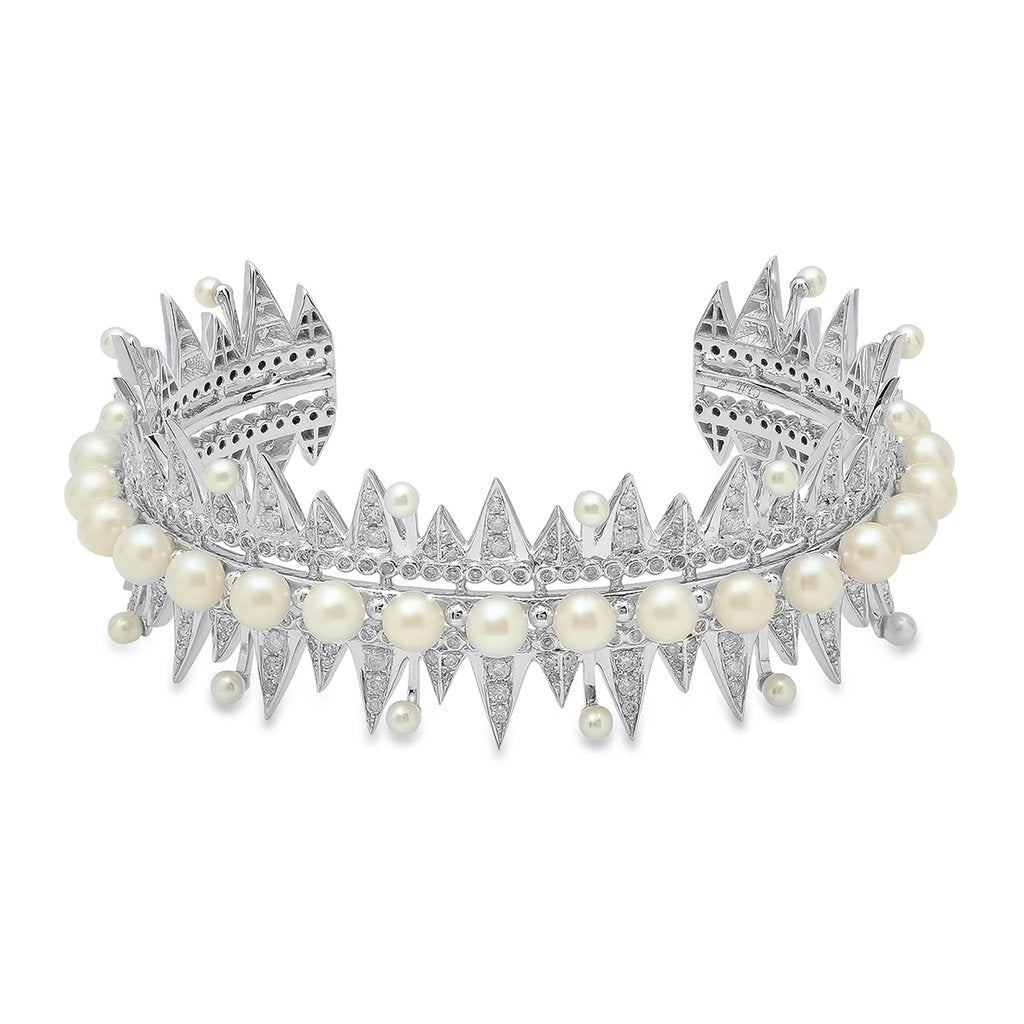 Pearl Spike Cuff Bracelet in 18K Gold | Colette Jewelry