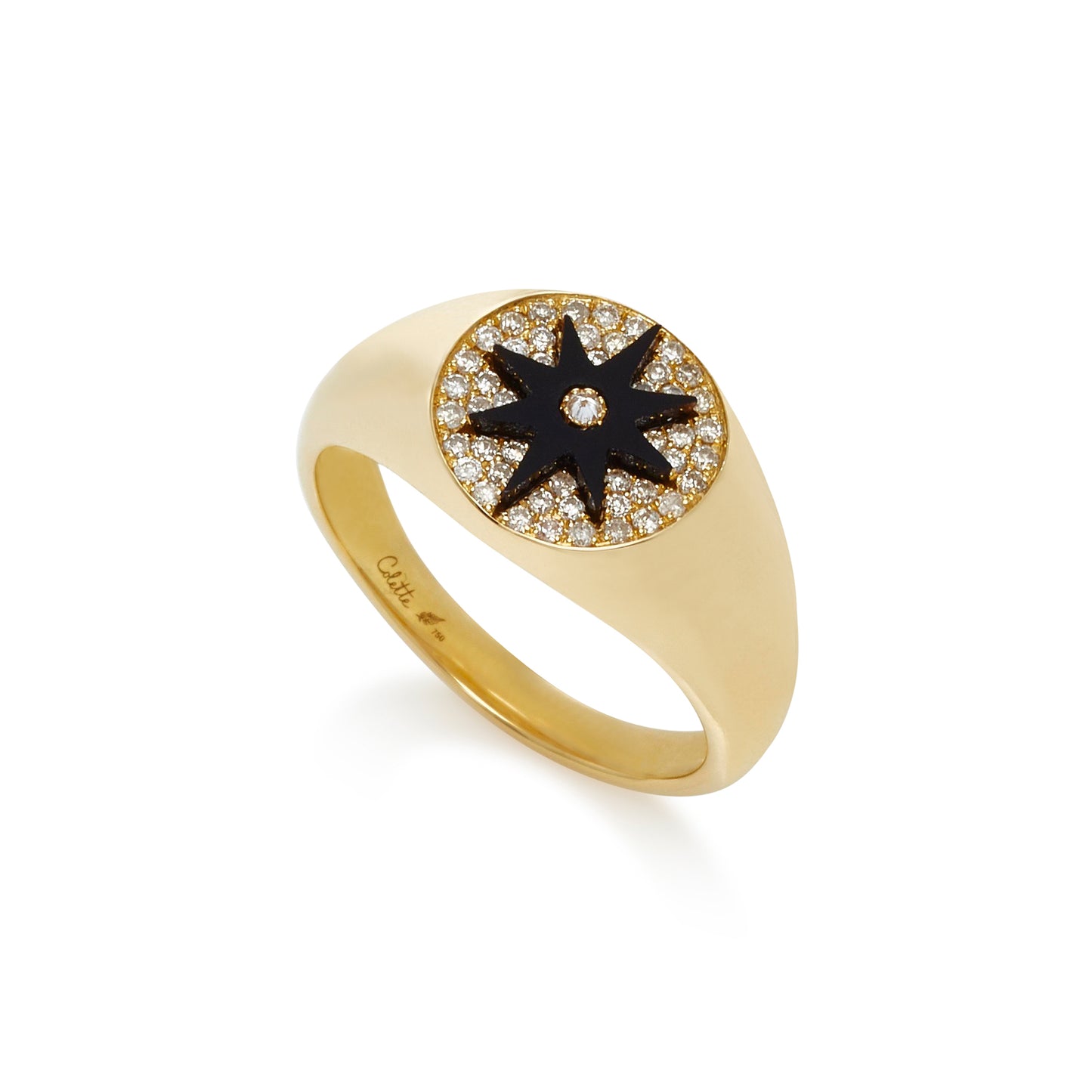 Star Signet Ring in 18K Gold with Onyx Hardstone | Colette Jewelry