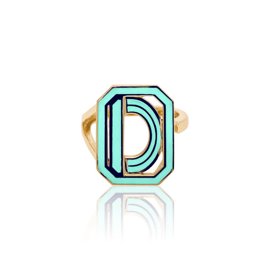 Gatsby Initial Ring in 18K Gold – Fifteen Colors — Colette Jewelry