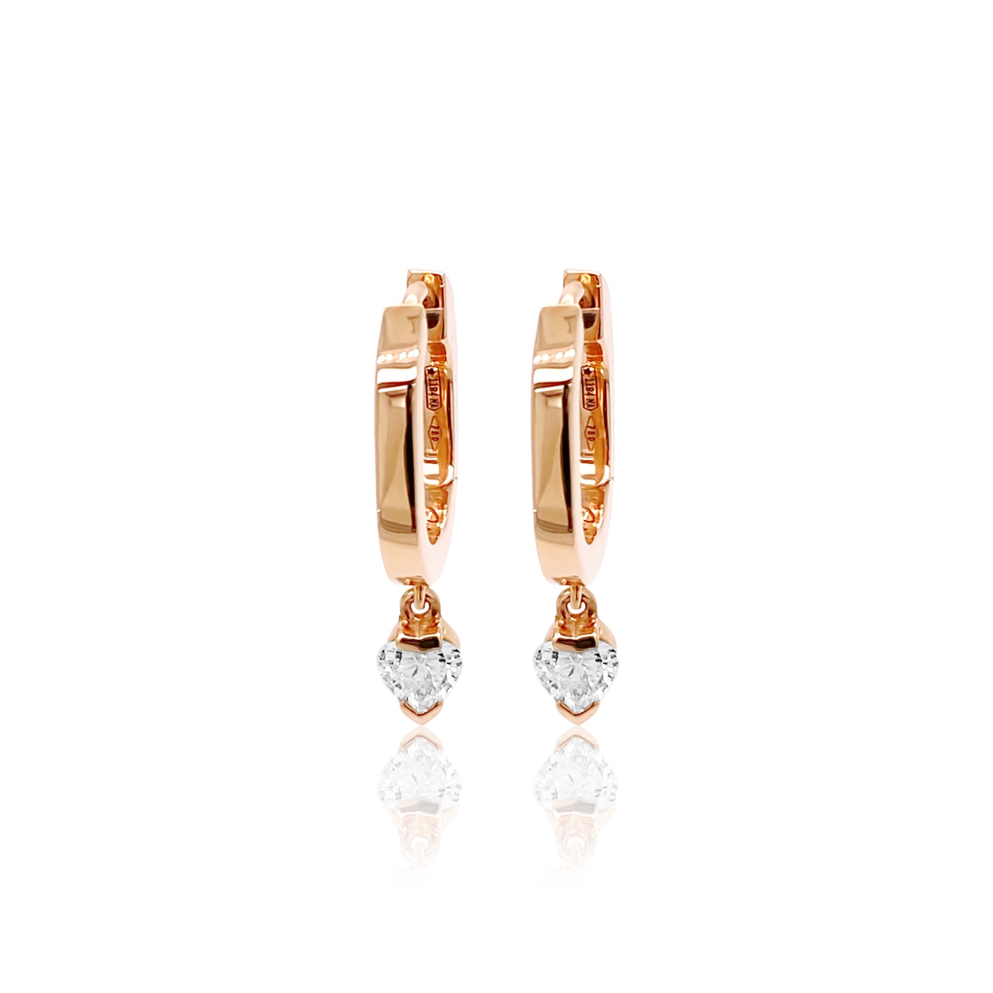 Mini Pair Heart Drop Earrings White Diamonds Three Colors 18K Gold — Colette Jewelry
