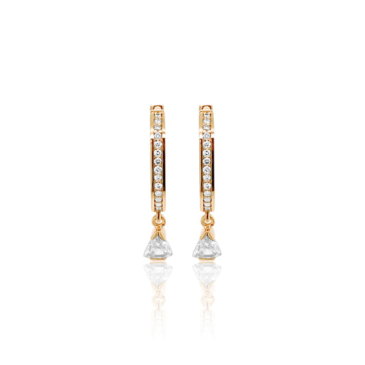 Mini Pair Trilliant Drop White Diamond Earrings Three Colors in 18K gold — Colette Jewelry