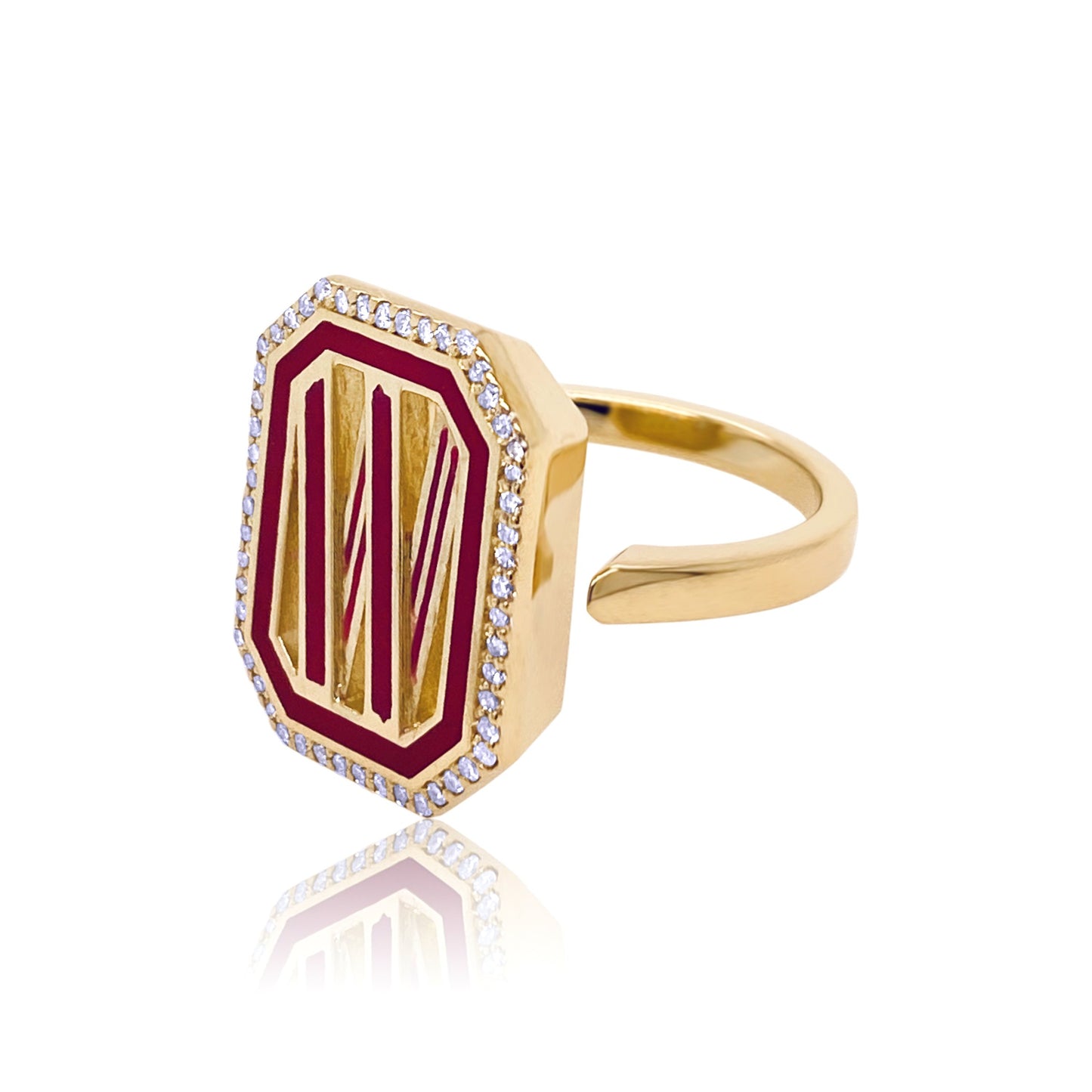 Gatsby Initial Ring with Diamonds in 18K Gold – Fifteen Colors | Colette Jewelry