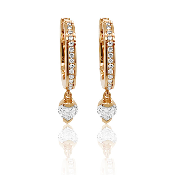 Small Maasai Hoops Pair Heart White Diamond Three Colors 18K Gold | Colette Jewelry