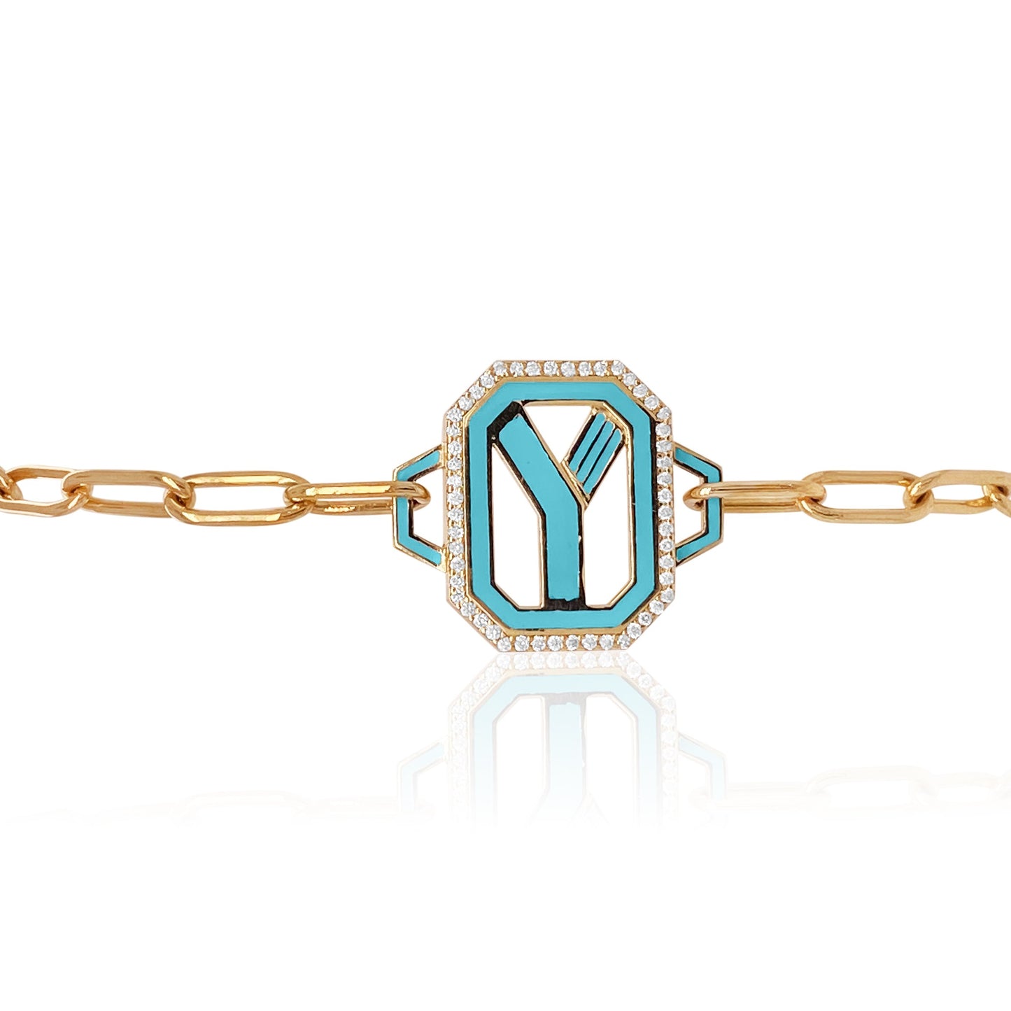 Gatsby Initial Bracelet in 18K Gold – Fifteen Colors | Colette Jewelry