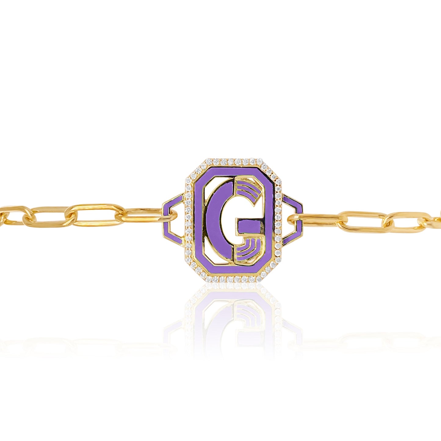 Gatsby Initial Bracelet in 18K Gold – Fifteen Colors | Colette Jewelry