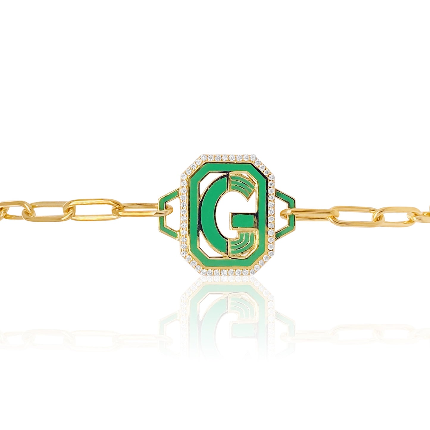Gatsby Initial Bracelet in 18K Gold – Fifteen Colors | Colette Jewelry