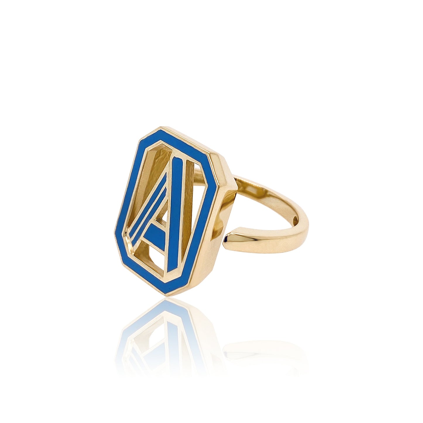 Gatsby Initial Ring in 18K Gold – Fifteen Colors | Colette Jewelry