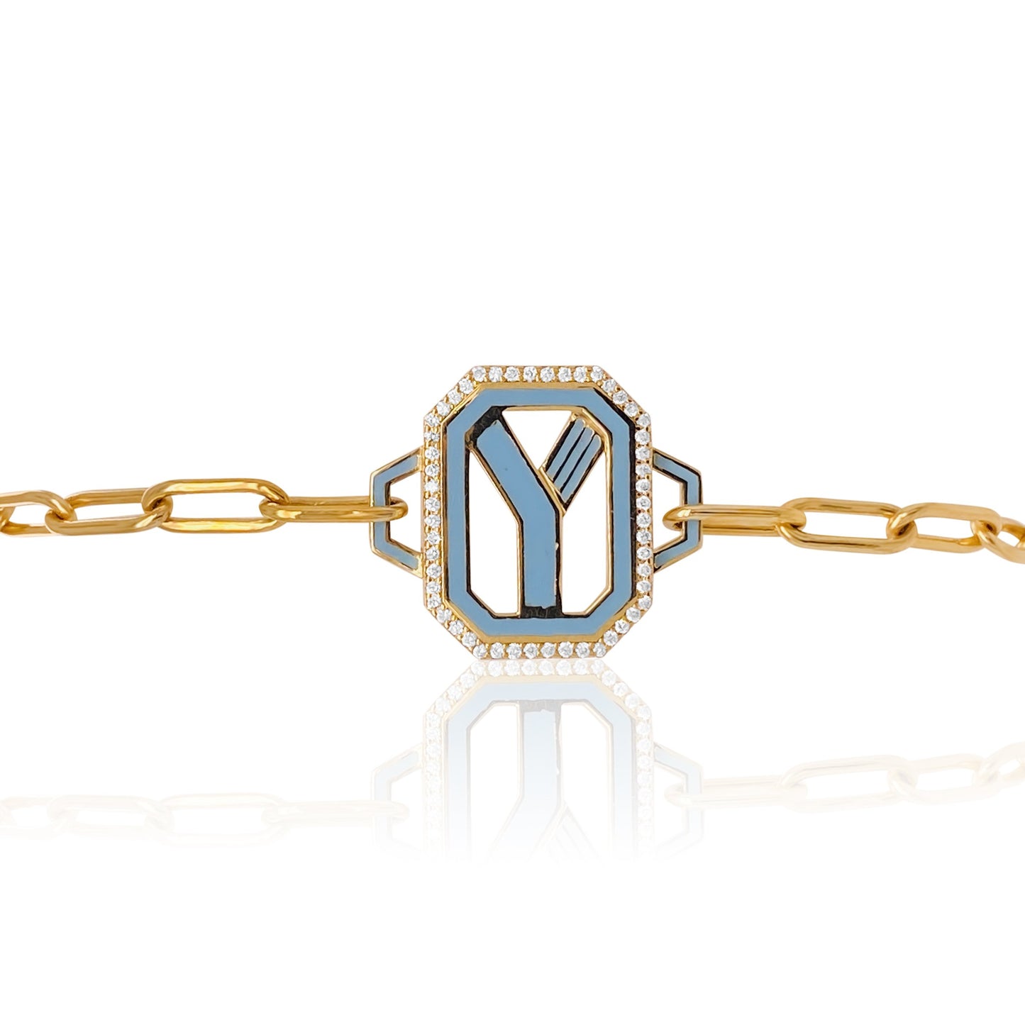 Gatsby Initial Bracelet in 18K Gold – Fifteen Colors | Colette Jewelry