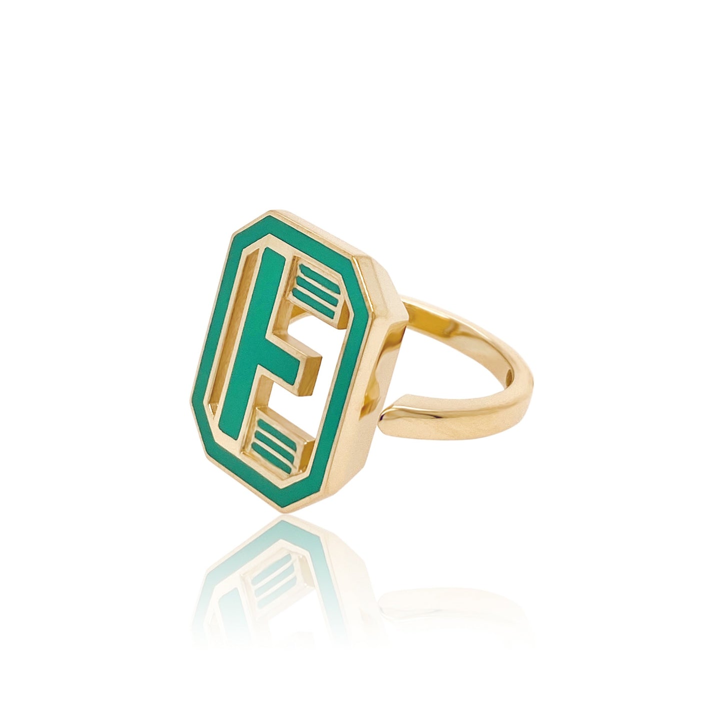 Gatsby Initial Ring in 18K Gold – Fifteen Colors | Colette Jewelry