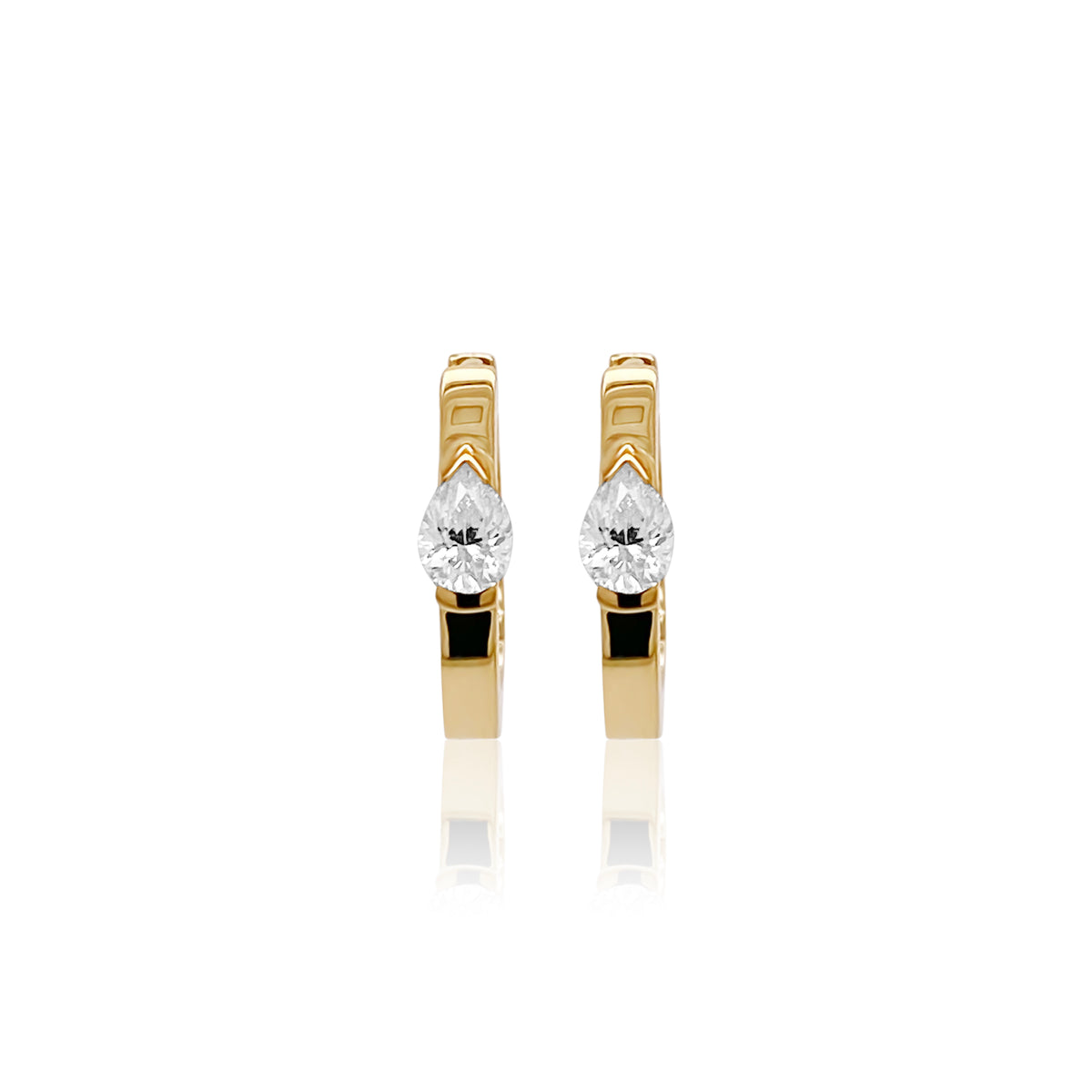 Mini Pear Hoop Earrings Two-Tone 18K Gold White Diamonds Maasai — Colette Jewelry