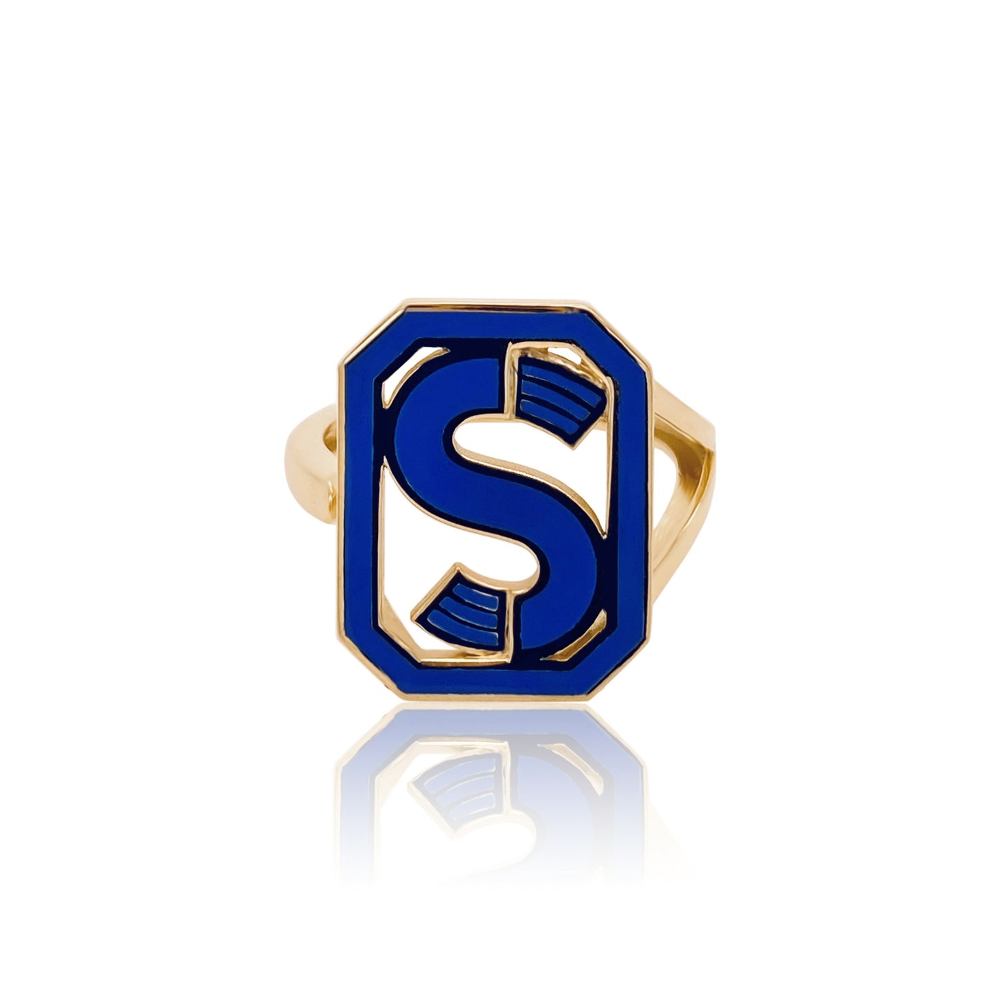 Gatsby Initial Ring in 18K Gold – Fifteen Colors | Colette Jewelry