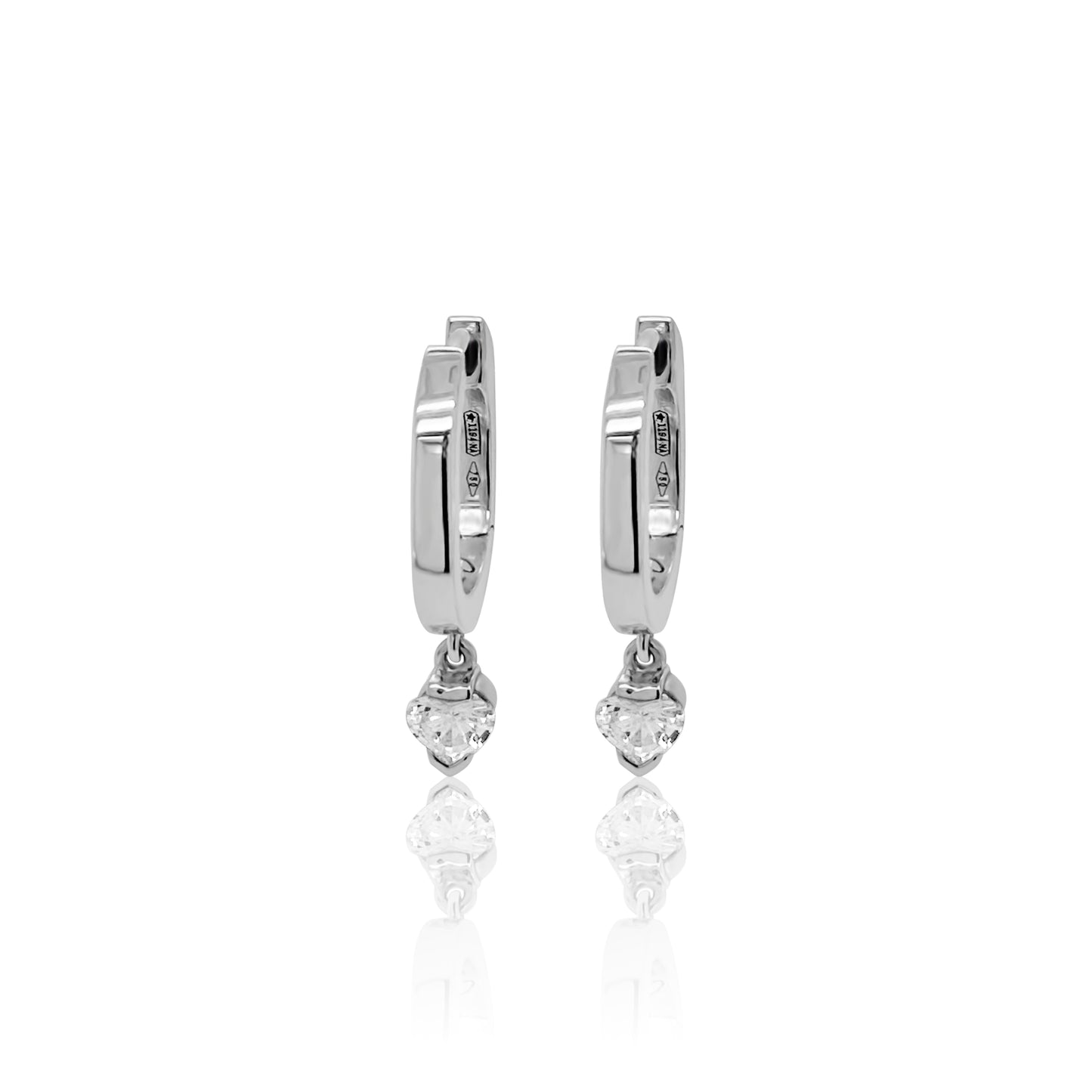 Mini Pair Heart Drop Earrings White Diamonds Three Colors 18K Gold — Colette Jewelry