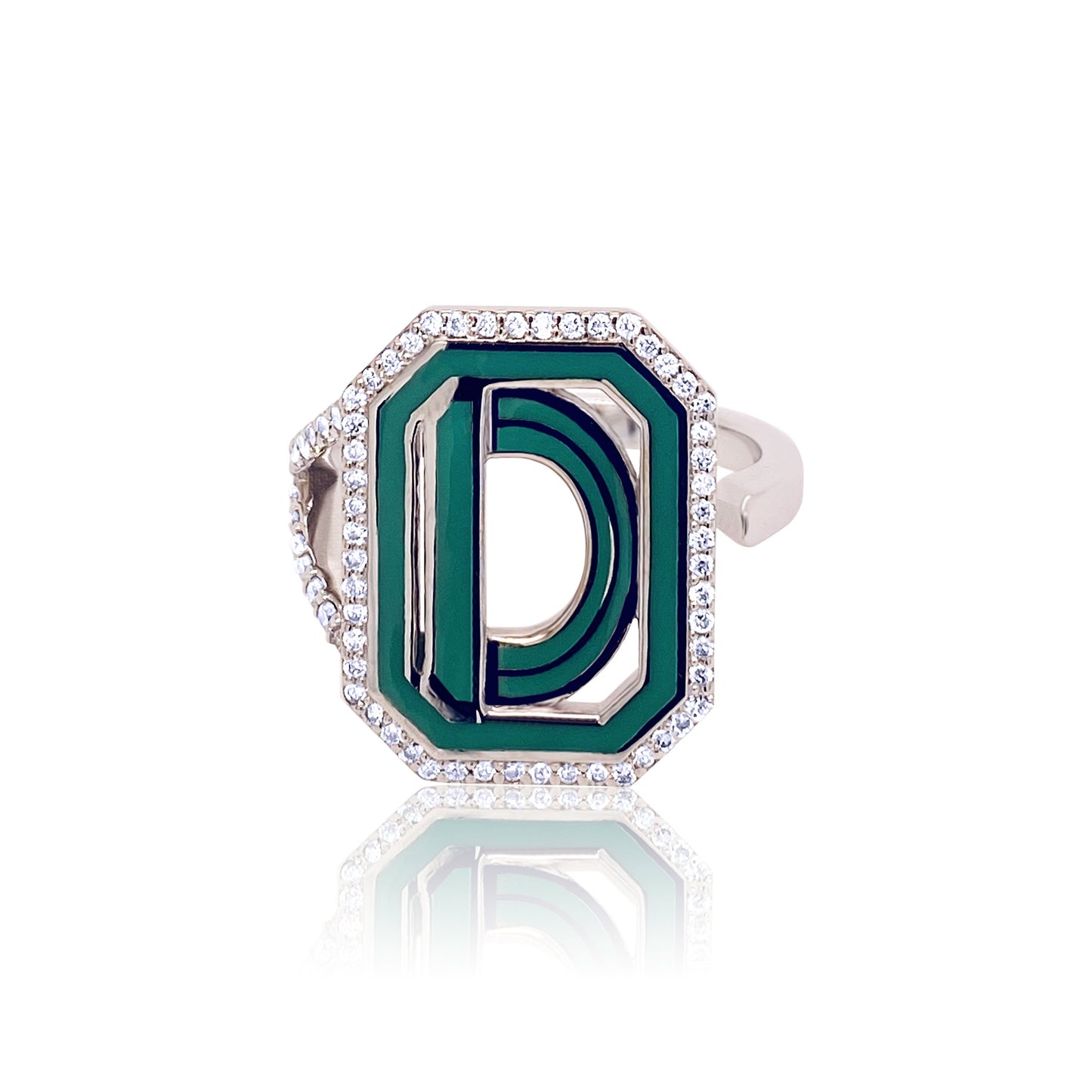 Gatsby Initial Ring with Diamonds in 18K Gold – Fifteen Colors | Colette Jewelry