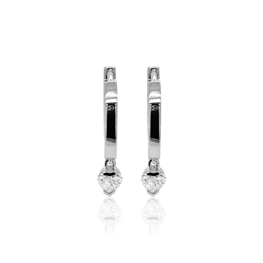 Mini Pair Heart Drop Earrings White Diamonds Three Colors 18K Gold — Colette Jewelry