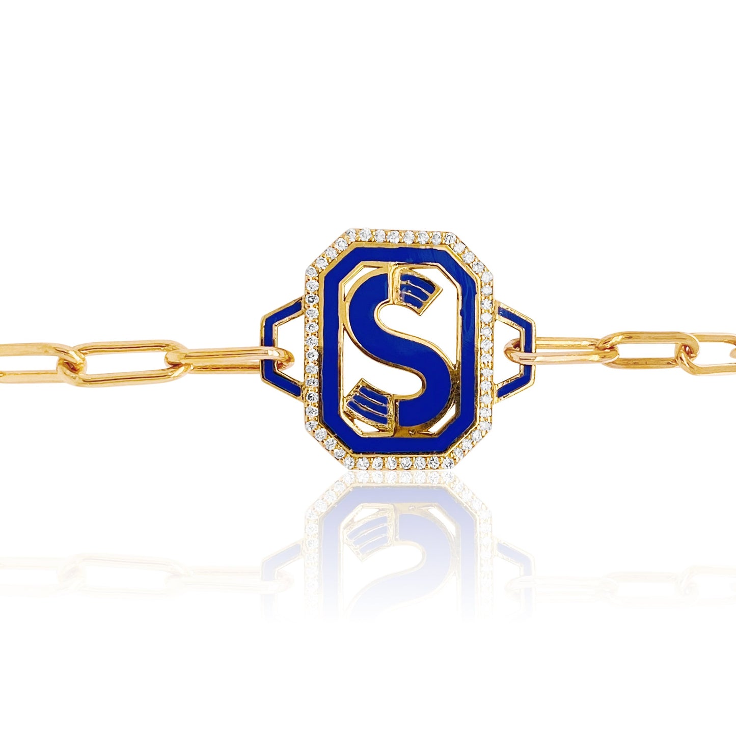 Gatsby Initial Bracelet in 18K Gold – Fifteen Colors | Colette Jewelry