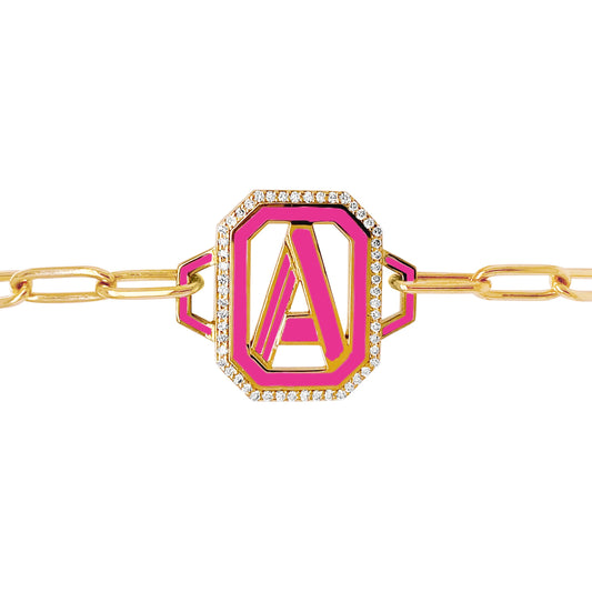 Gatsby Initial Bracelet in 18K Gold – Fifteen Colors | Colette Jewelry
