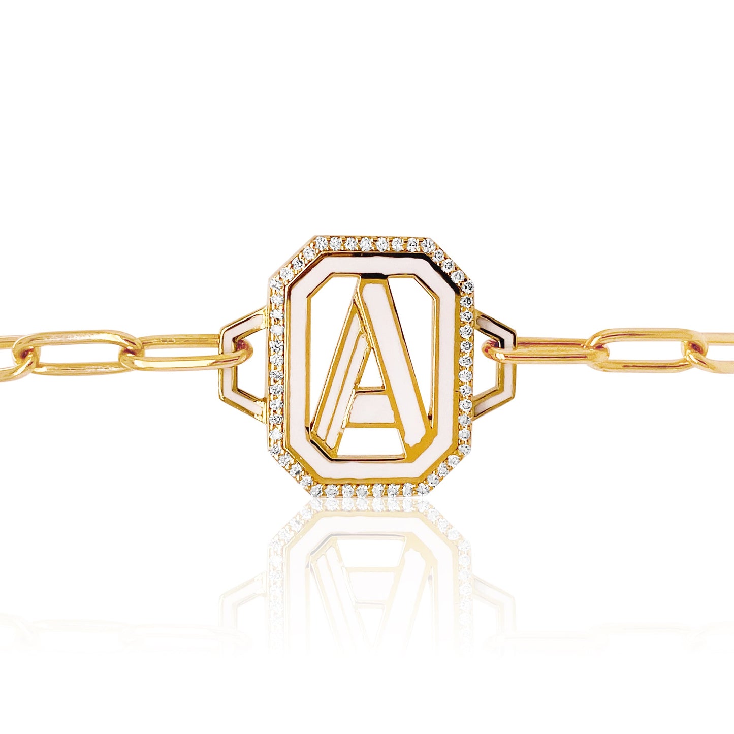 Gatsby Initial Bracelet in 18K Gold – Fifteen Colors | Colette Jewelry
