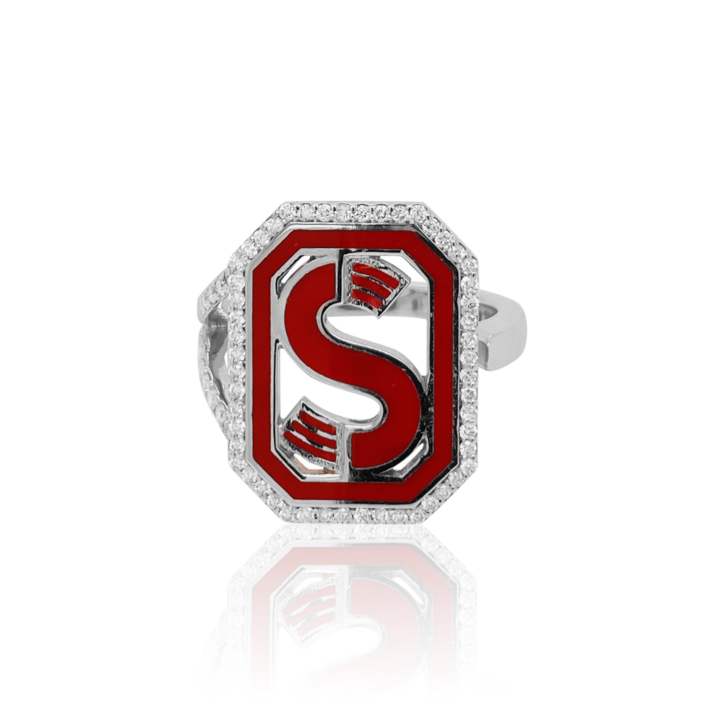 Gatsby Initial Ring with Diamonds in 18K Gold – Fifteen Colors | Colette Jewelry